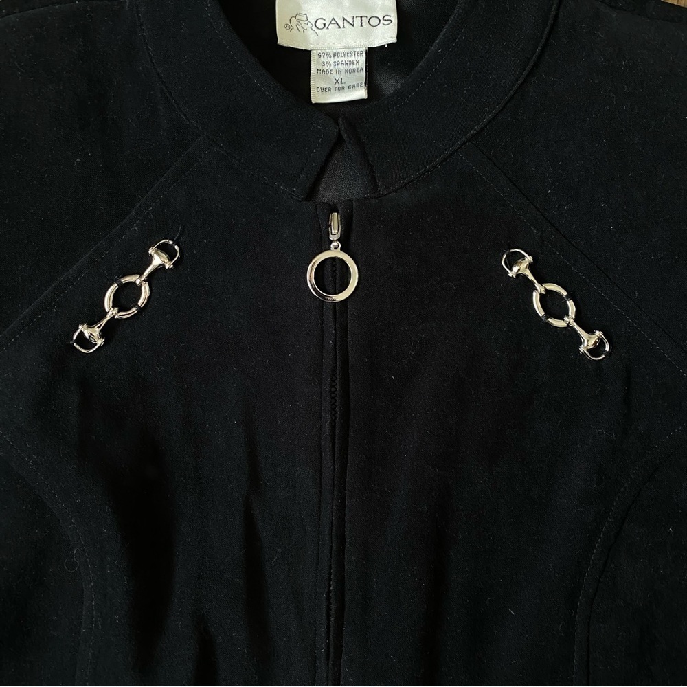 VTG Gantos Black Cropped Zip Front Jacket Blazer Size XL - Picture 4 of 4